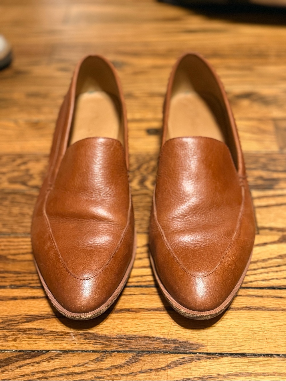 Women’s Madewell Brown Leather Loafers Slip On Low Heel Shoes Size 9.5